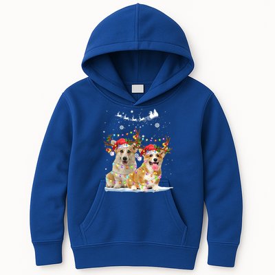 Corgi Reindeer Santa Hat Xmas Lights Christmas Xmas Gift Kids Hoodie