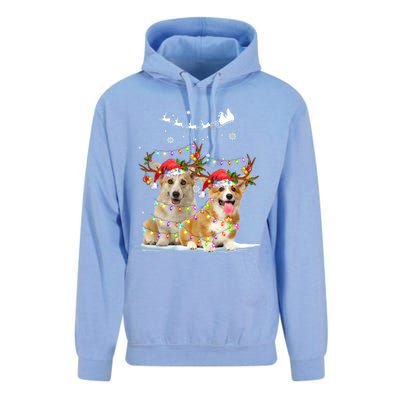 Corgi Reindeer Santa Hat Xmas Lights Christmas Xmas Gift Unisex Surf Hoodie