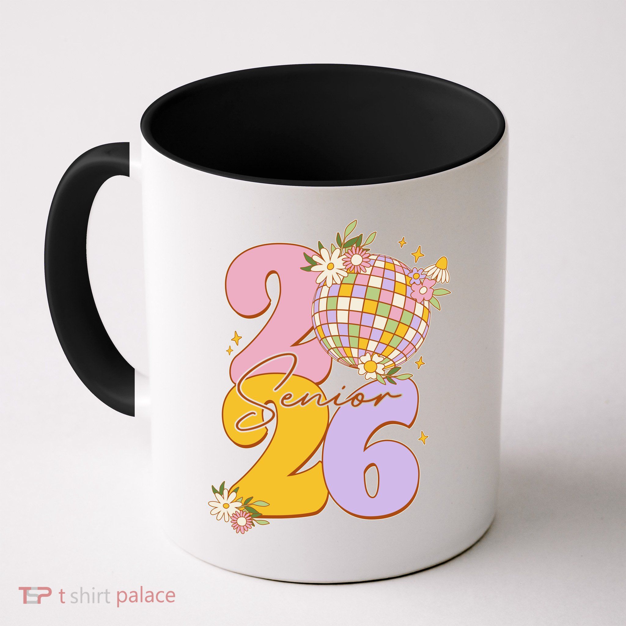 Cute Retro Senior 2026 Disco Ball Flowers Graduate Graduation Mug