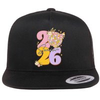 Cute Retro Senior 2026 Disco Ball Flowers Graduate Graduation Flatbill Hat