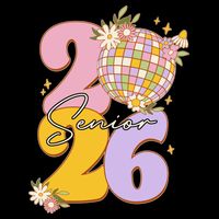 Cute Retro Senior 2026 Disco Ball Flowers Graduate Graduation Flatbill Hat