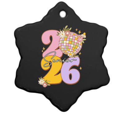 Cute Retro Senior 2026 Disco Ball Flowers Graduate Graduation Ceramic Star Ornament