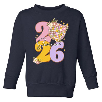 Cute Retro Senior 2026 Disco Ball Flowers Graduate Graduation Toddler Sweatshirt