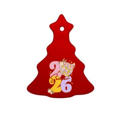 Cute Retro Senior 2026 Disco Ball Flowers Graduate Graduation Ceramic Tree Ornament