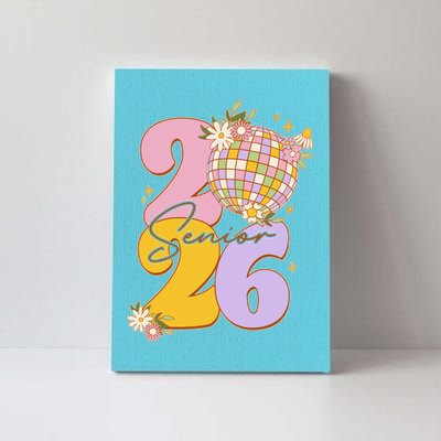 Cute Retro Senior 2026 Disco Ball Flowers Graduate Graduation Canvas