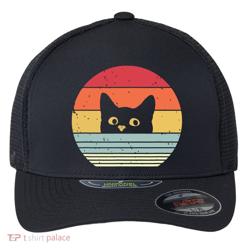 Cat Retro Style Flexfit Unipanel Trucker Cap