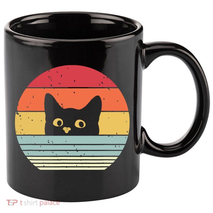 Cat Retro Style 11oz C Handle Ceramic Mug