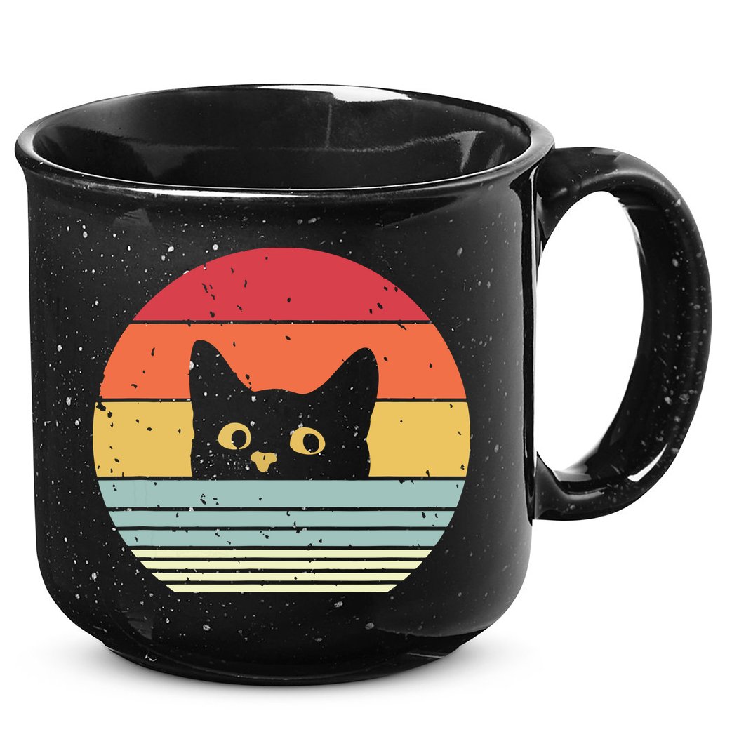 Cat Retro Style 15oz Campfire Ceramic Mug