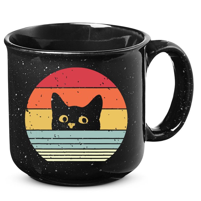 Cat Retro Style 15oz Campfire Ceramic Mug