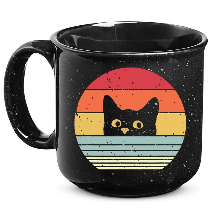 Cat Retro Style 15oz Campfire Ceramic Mug