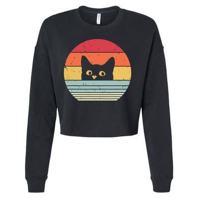 Cat Retro Style Cropped Pullover Crew