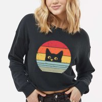 Cat Retro Style Cropped Pullover Crew