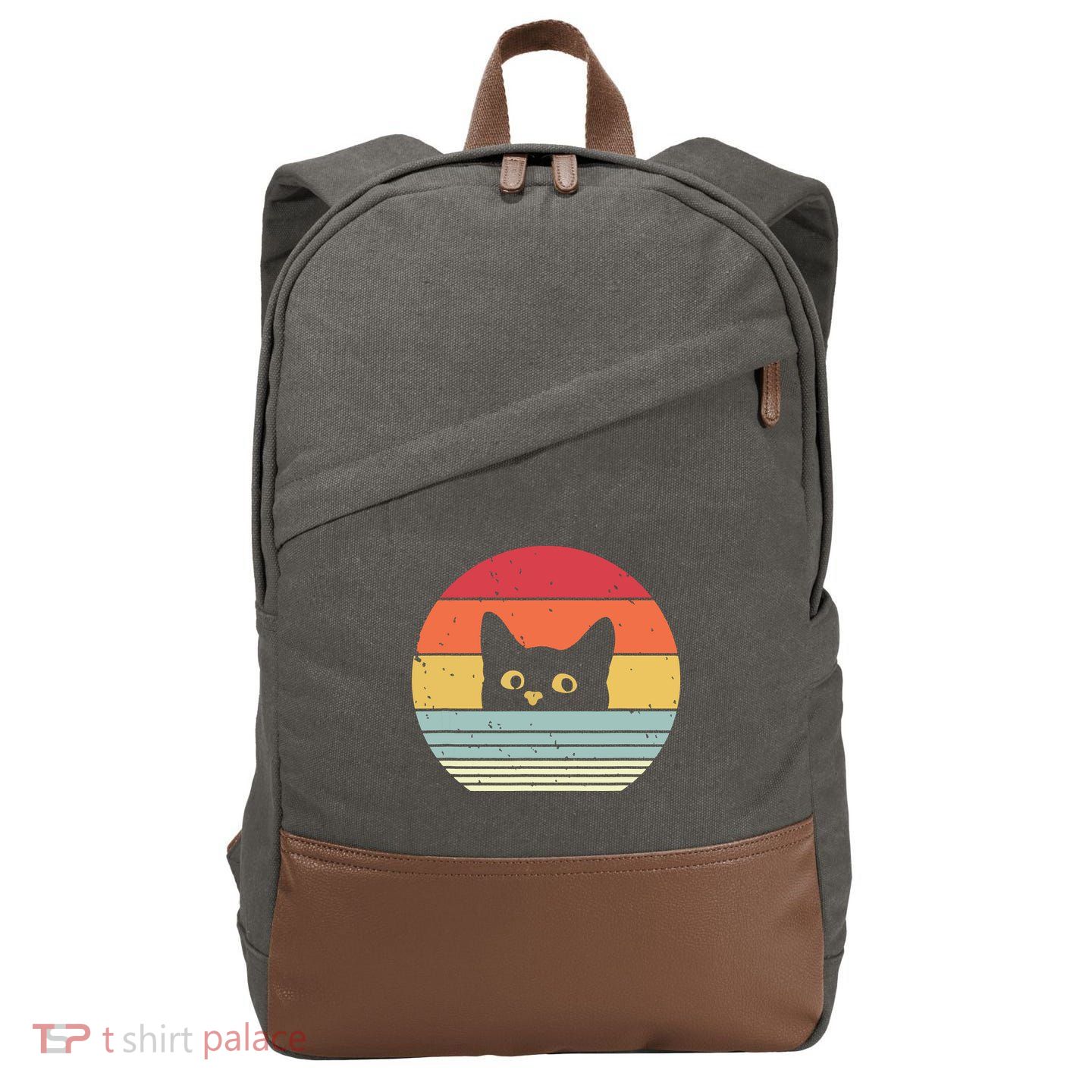 Cat Retro Style Cotton Canvas Backpack