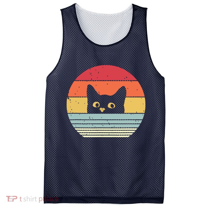 Cat Retro Style Mesh Reversible Basketball Jersey Tank