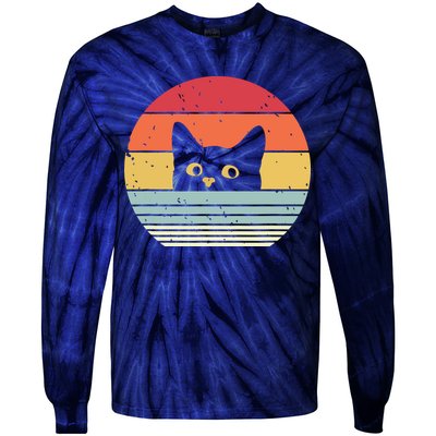 Cat Retro Style Tie-Dye Long Sleeve Shirt