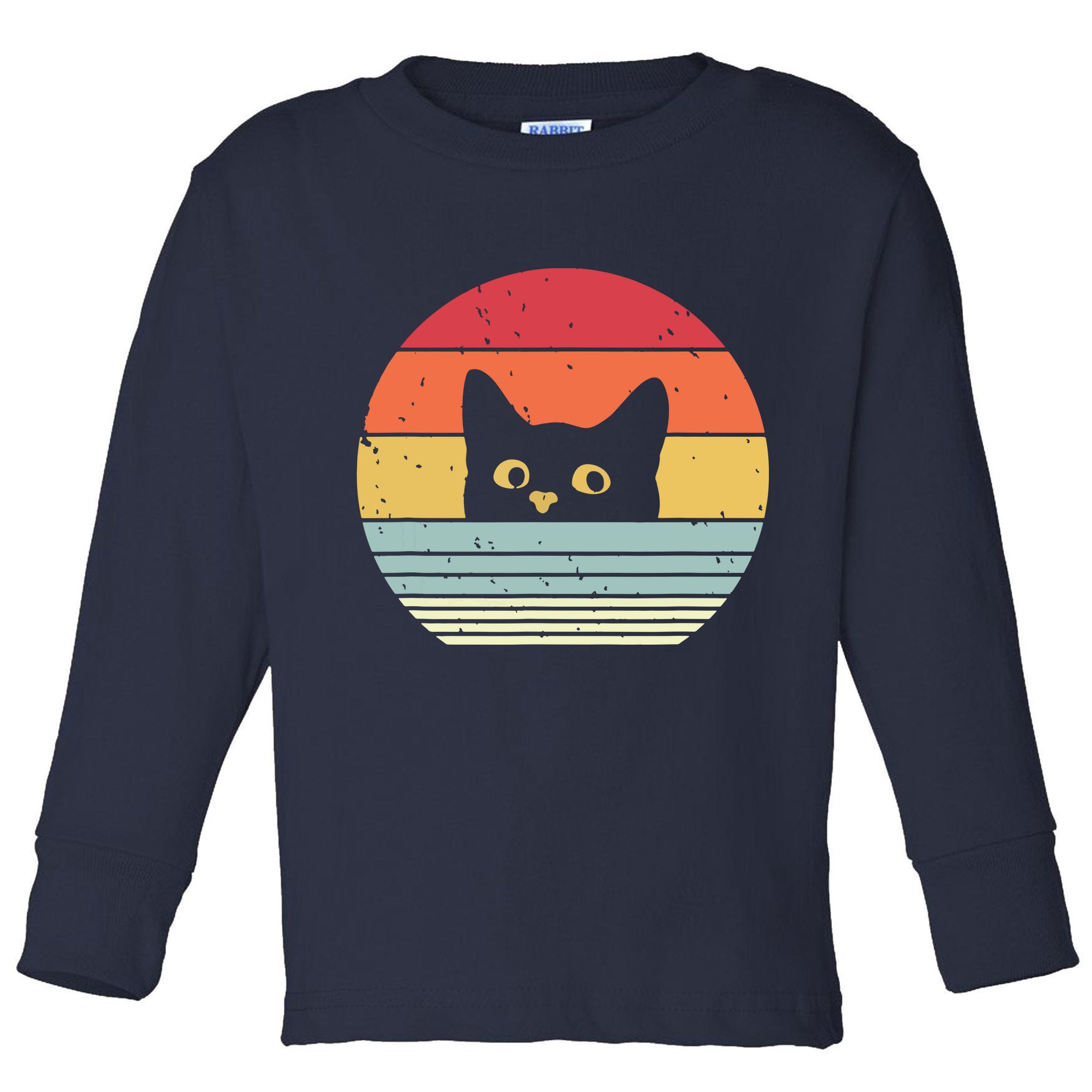 Cat Retro Style Toddler Long Sleeve Shirt