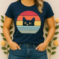 Cat Retro Style Womens T-Shirt