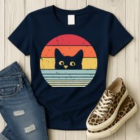 Cat Retro Style Womens T-Shirt