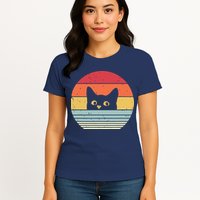 Cat Retro Style Womens T-Shirt