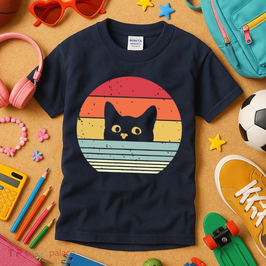 Cat Retro Style Kids T-Shirt