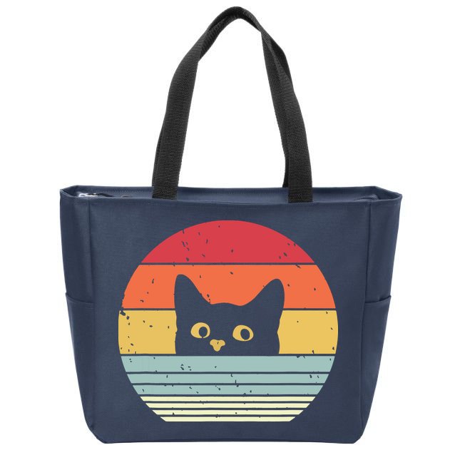 Cat Retro Style Zip Tote Bag
