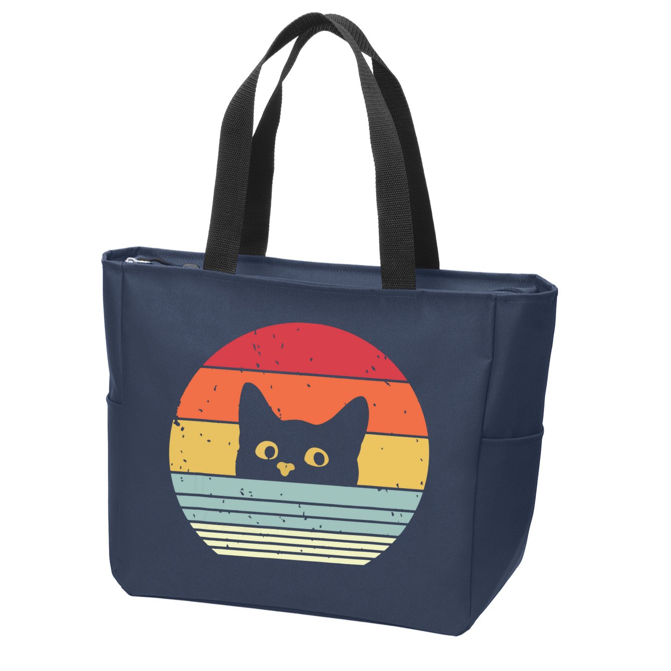 Cat Retro Style Zip Tote Bag