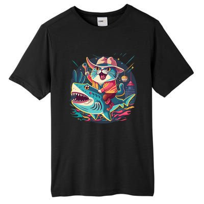 Cat Riding Shark Tall Fusion ChromaSoft Performance T-Shirt