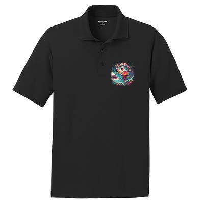 Cat Riding Shark PosiCharge RacerMesh Polo