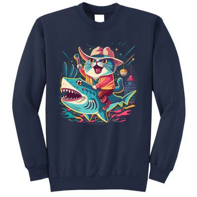 Cat Riding Shark Sweatshirt