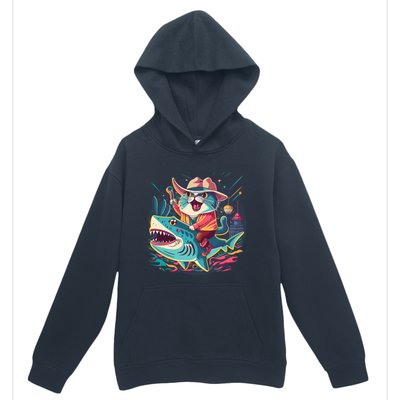 Cat Riding Shark Urban Pullover Hoodie