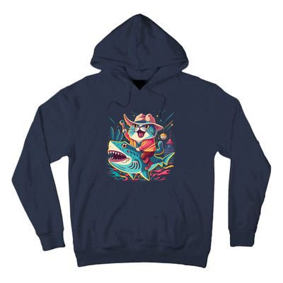 Cat Riding Shark Tall Hoodie