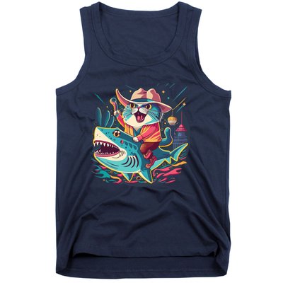 Cat Riding Shark Tank Top