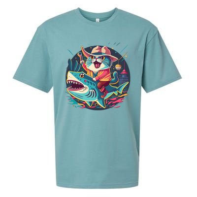 Cat Riding Shark Sueded Cloud Jersey T-Shirt