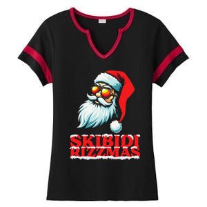 Christmas Retro Skibid.I Rizzmas Funny Santa Skating Board Ladies Halftime Notch Neck Tee