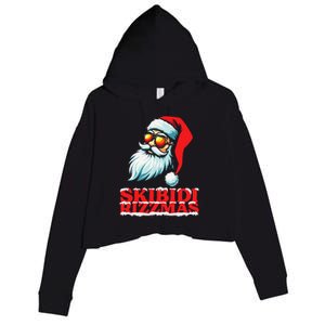 Christmas Retro Skibid.I Rizzmas Funny Santa Skating Board Crop Fleece Hoodie