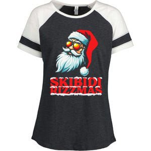 Christmas Retro Skibid.I Rizzmas Funny Santa Skating Board Enza Ladies Jersey Colorblock Tee