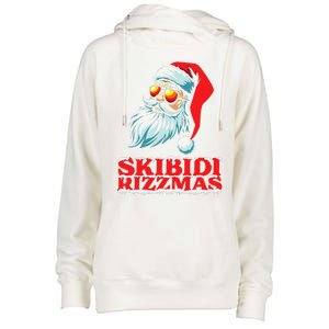 Christmas Retro Skibid.I Rizzmas Funny Santa Skating Board Womens Funnel Neck Pullover Hood