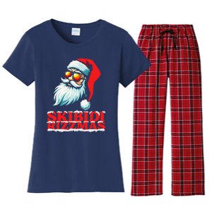 Christmas Retro Skibid.I Rizzmas Funny Santa Skating Board Women's Flannel Pajama Set