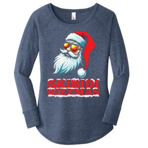 Christmas Retro Skibid.I Rizzmas Funny Santa Skating Board Women's Perfect Tri Tunic Long Sleeve Shirt