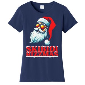 Christmas Retro Skibid.I Rizzmas Funny Santa Skating Board Women's T-Shirt