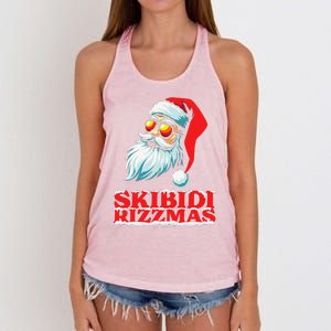 Christmas Retro Skibid.I Rizzmas Funny Santa Skating Board Women's Knotted Racerback Tank