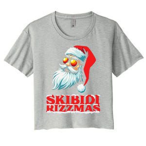 Christmas Retro Skibid.I Rizzmas Funny Santa Skating Board Women's Crop Top Tee