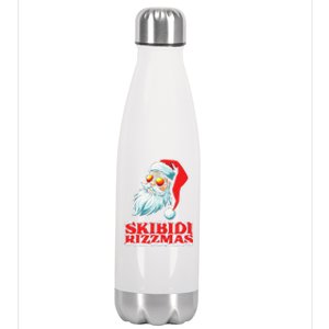 Christmas Retro Skibid.I Rizzmas Funny Santa Skating Board Stainless Steel Insulated Water Bottle