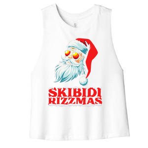 Christmas Retro Skibid.I Rizzmas Funny Santa Skating Board Women's Racerback Cropped Tank