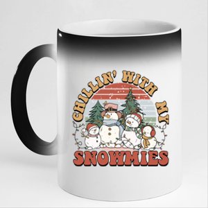 Cute Retro Snow Chillin With My Snowmies Cool Gift 11oz Black Color Changing Mug