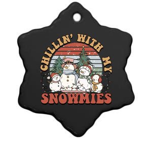 Cute Retro Snow Chillin With My Snowmies Cool Gift Ceramic Star Ornament