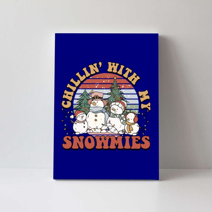 Cute Retro Snow Chillin With My Snowmies Cool Gift Canvas