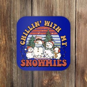 Cute Retro Snow Chillin With My Snowmies Cool Gift Coaster