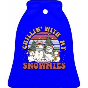 Cute Retro Snow Chillin With My Snowmies Cool Gift Ceramic Bell Ornament