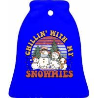 Cute Retro Snow Chillin With My Snowmies Cool Gift Ceramic Bell Ornament